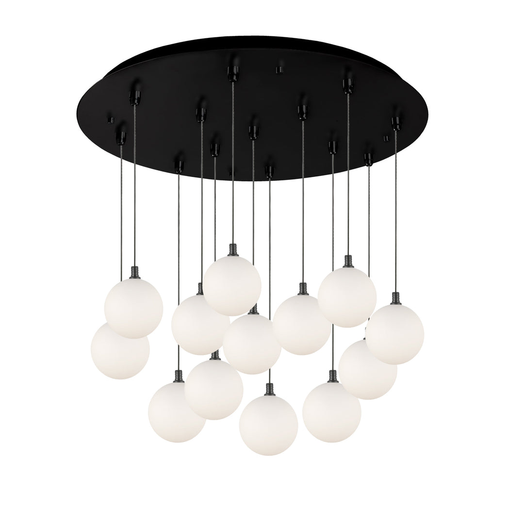 Bolla 25-in Black/Opal Glass 13-Light Multi Pendant