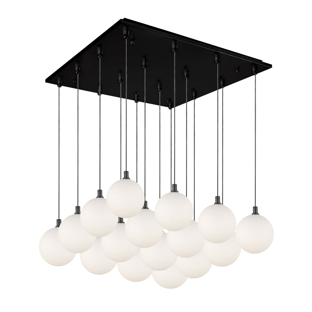 Bolla 21-in Black/Opal Glass 16-Light Multi Pendant
