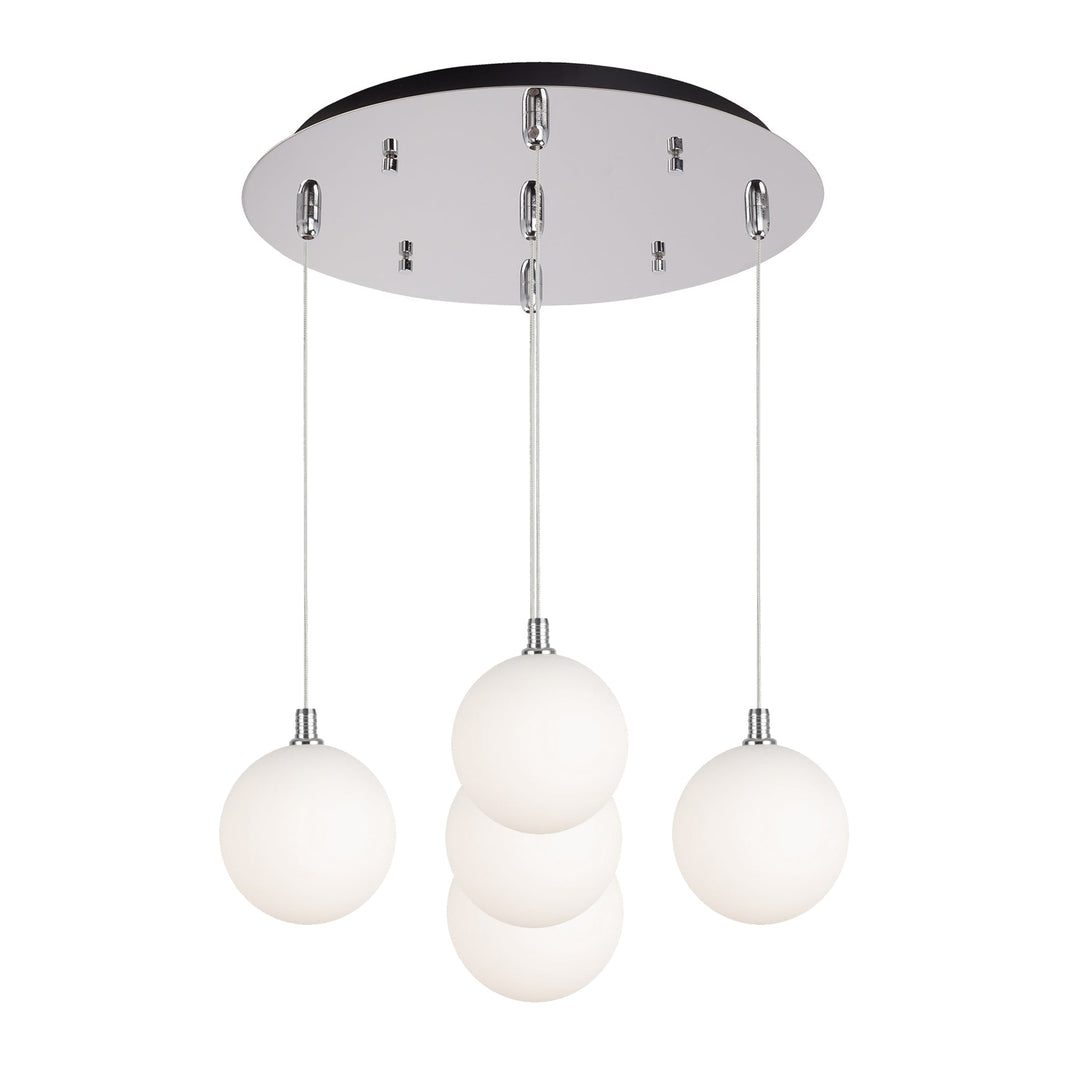 Bolla 16-in Chrome/Opal Glass 5-Light Multi Pendant