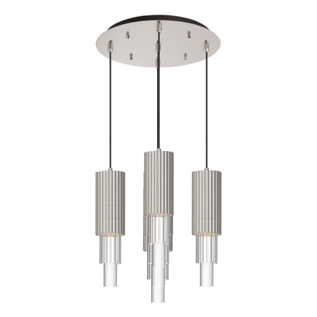 Bordeaux 15-In Brushed Nicket/Clear Ribbed Glass  5-Light Multi Pendant