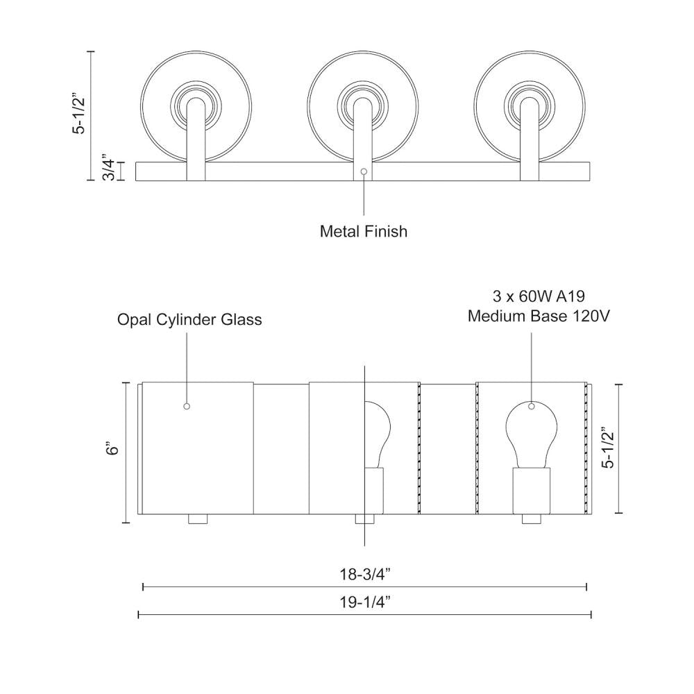 Bridgewater 19-in Brushed Nickel 3 Lights Vanity