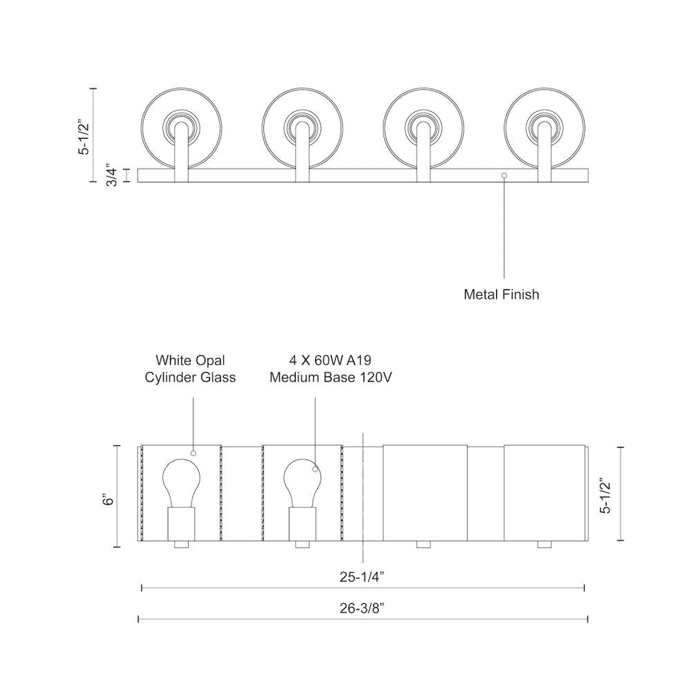 Bridgewater 25-in Brushed Nickel 4 Lights Vanity