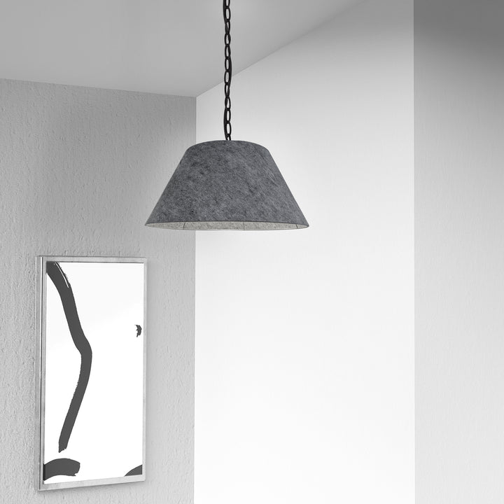 1LT Brynn Small Pendant, GRY Felt Shade, Black