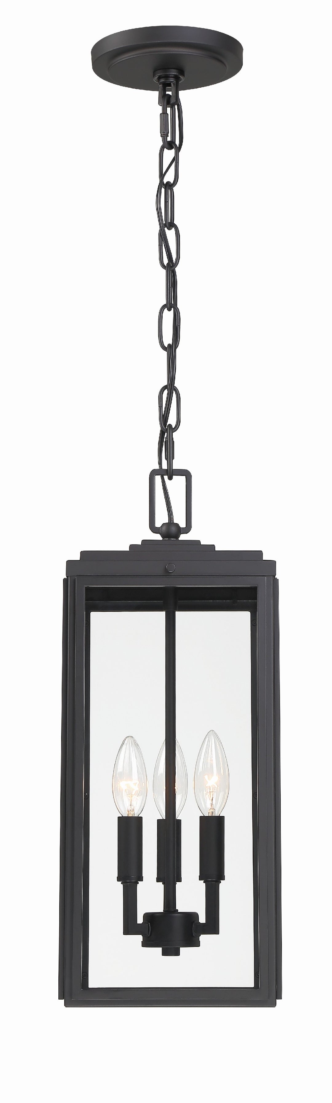 Byron 3 Light Matte Black Outdoor Pendant