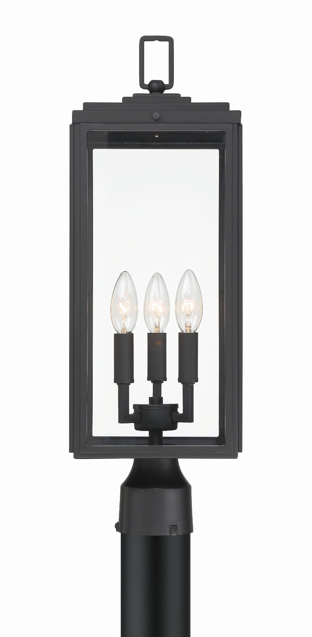 Byron 3 Light Matte Black Outdoor Post