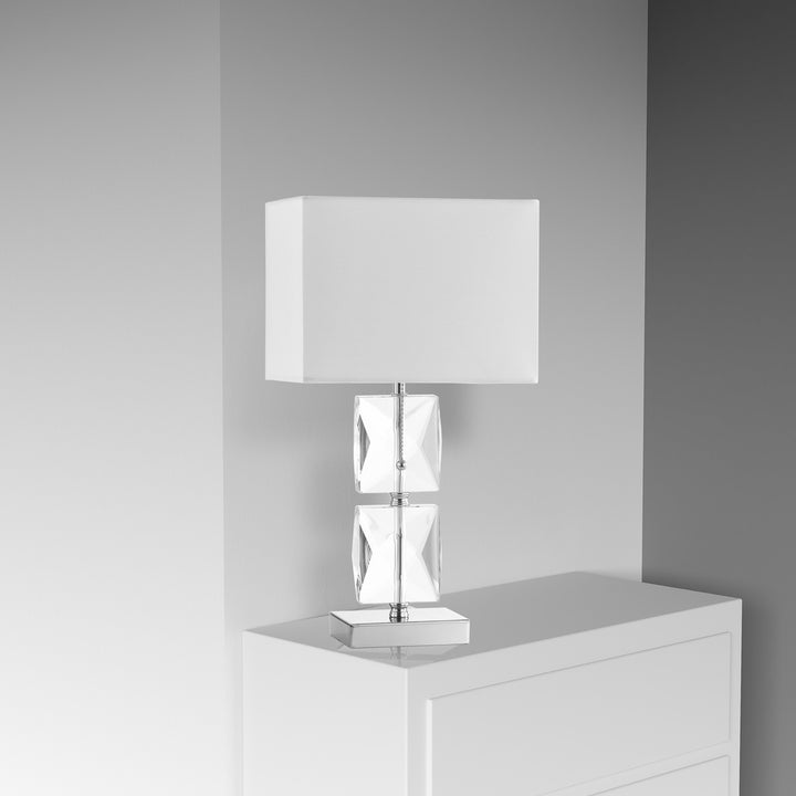 1LT Incandescent Crystal Lamp, Polished Chrome