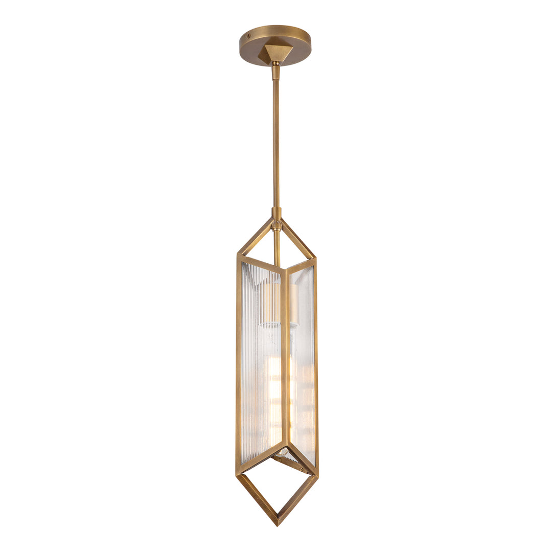 Cairo 19-in Ribbed Glass/Vintage Brass 1 Light Pendant