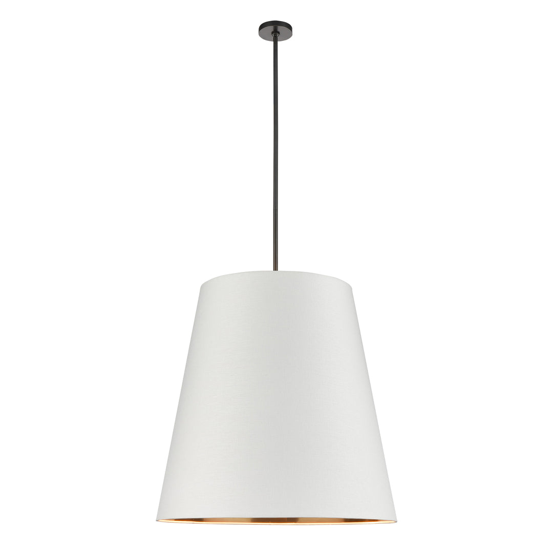 Calor 30-in Urban Bronze/White Linen With Gold Parchment 3 Lights Pendant