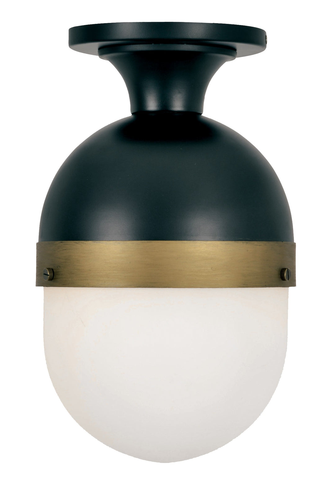 Brian Patrick Flynn Capsule 1 Light Matte Black + Textured Gold Outdoor Semi Flush Mount
