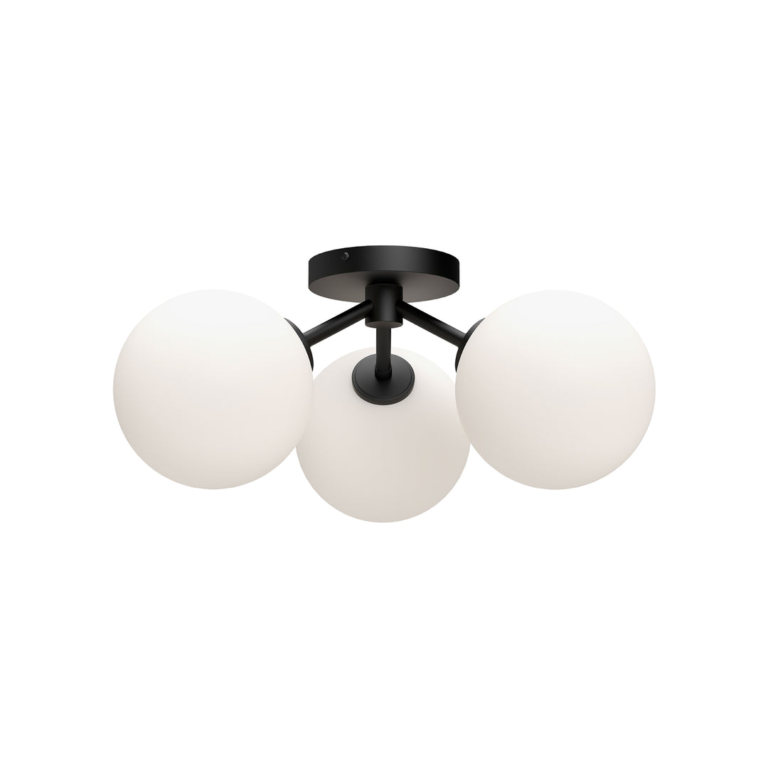 Cassia 17-in Matte Black/Opal Matte Glass 3 Lights Semi Flush Mount