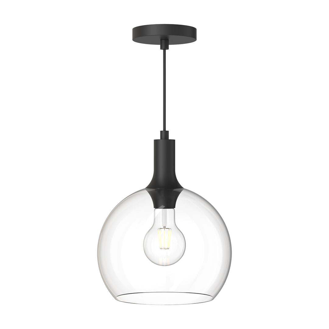 Castilla 10-in Clear Glass/Matte Black 1 Light Pendant