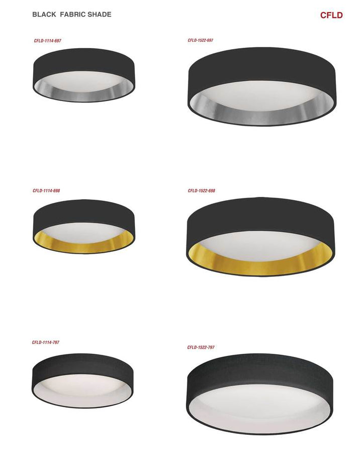 15" Flush Mount, BK/GLD shade