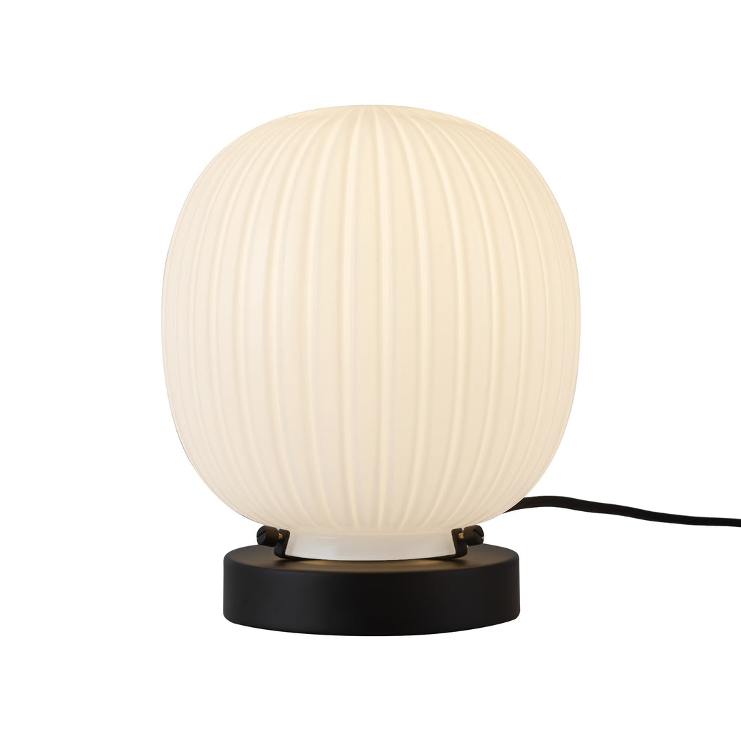 Cherise 7-in Matte Black/Glossy Ribbed Opal Glass Socket Table Lamp