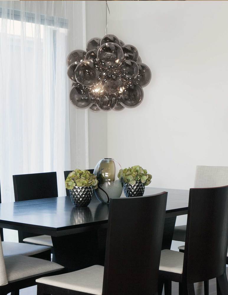 6LT Halogen Pendant, PC w/ Smoked Glass