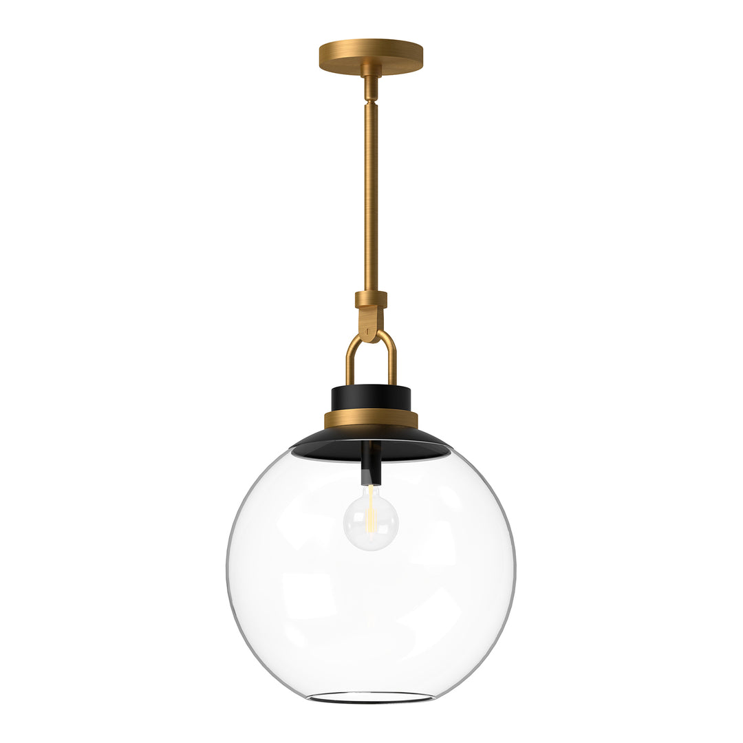 Copperfield 16-in Aged Gold/Clear Glass 1 Light Pendant