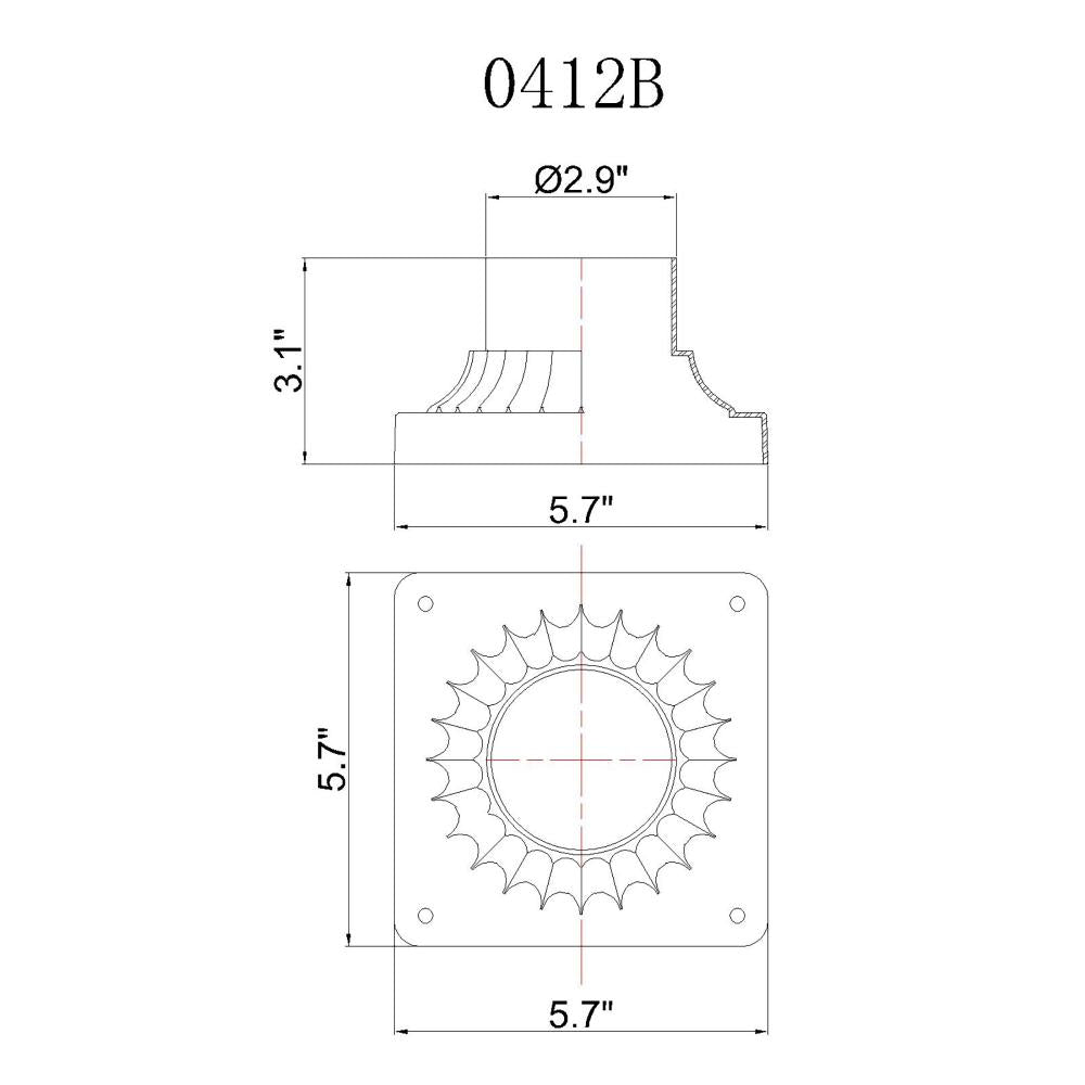 Granville 3.25" Black Pier Mount Base