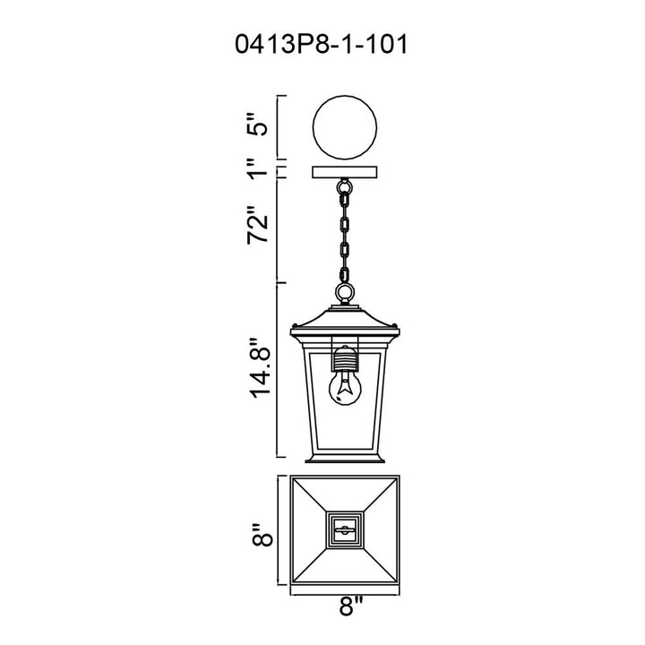 Leawood 1 Light Black Outdoor Hanging Light