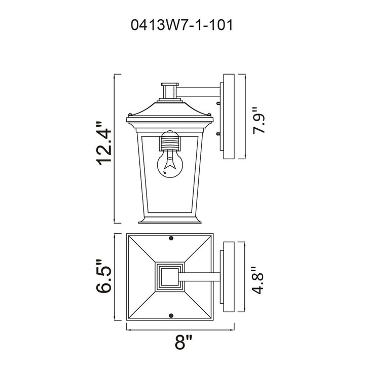 Leawood 1 Light Black Outdoor Wall Light