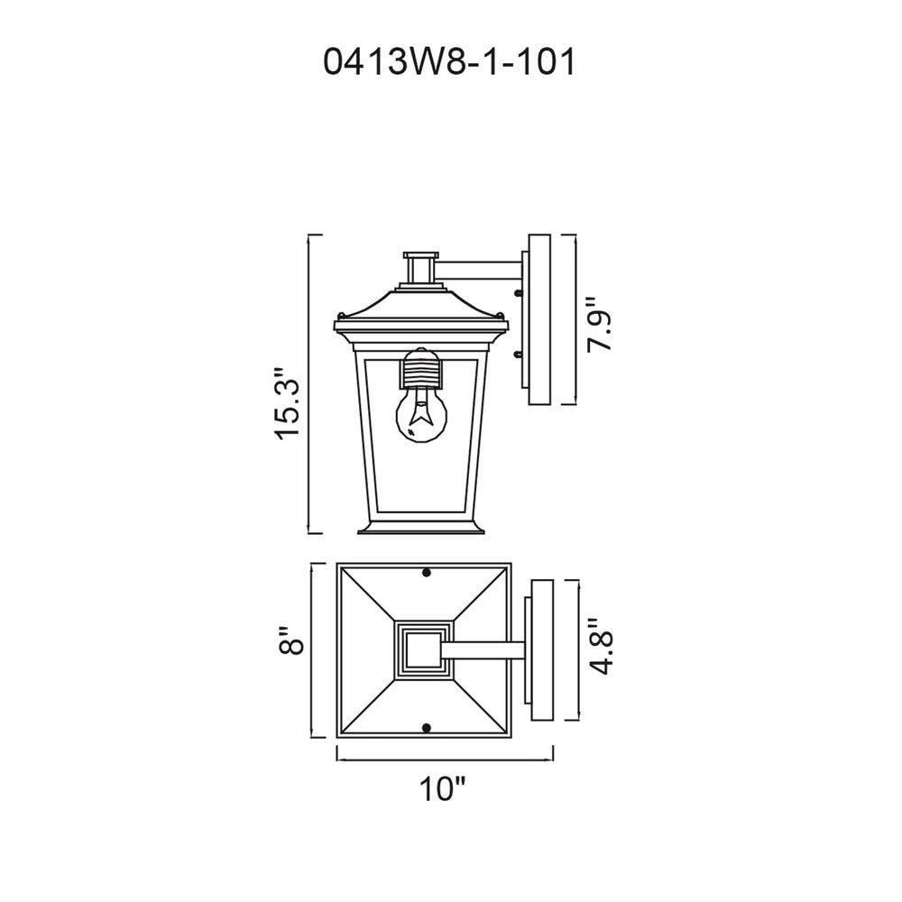 Leawood 1 Light Black Outdoor Wall Light