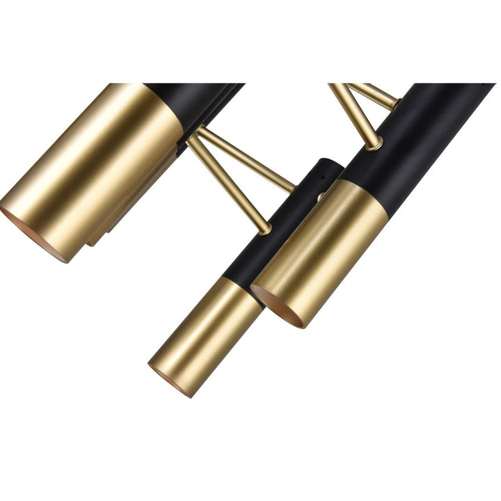 Anem 7 Light Down Chandelier With Matte Black & Satin Gold Finish