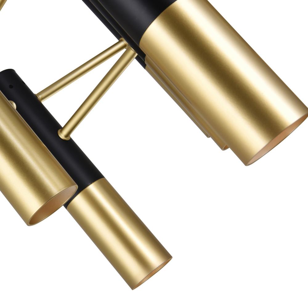 Anem 7 Light Down Chandelier With Matte Black & Satin Gold Finish