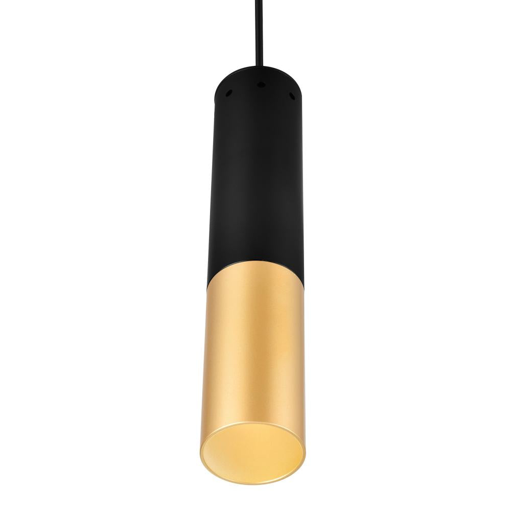 Anem 1 Light Down Mini Pendant With Matte Black & Satin Gold Finish