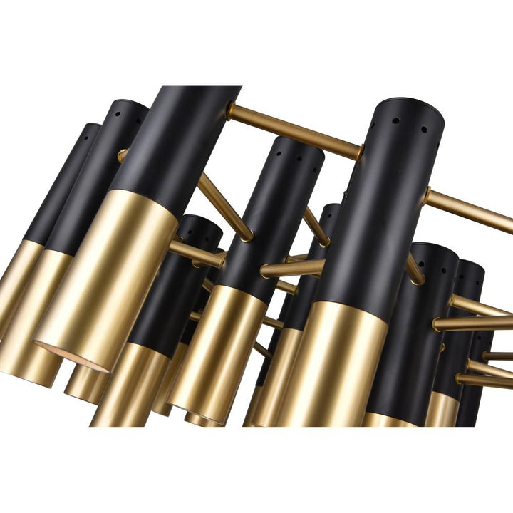 Anem 19 Light Down Chandelier With Matte Black & Satin Gold Finish