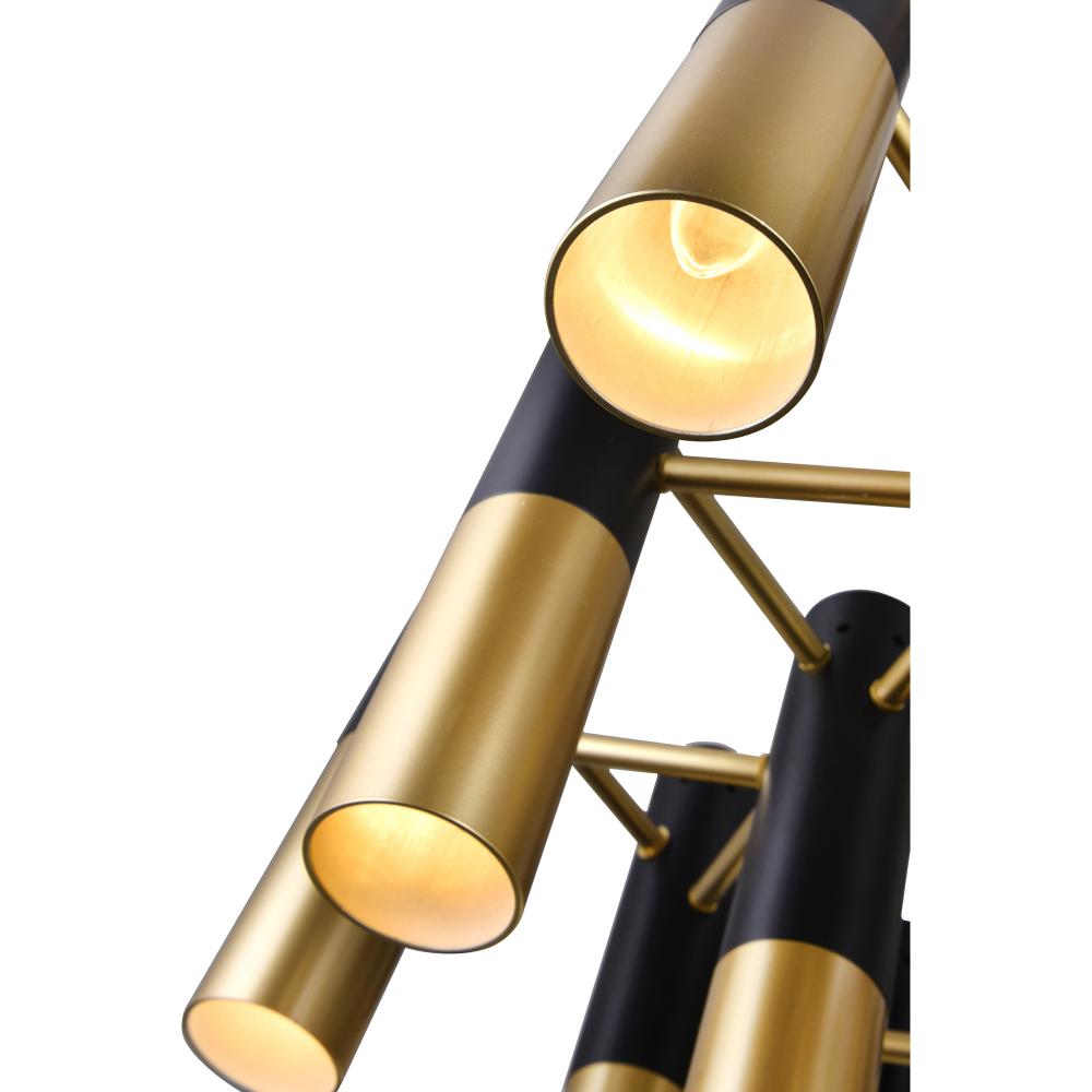 Anem 19 Light Down Chandelier With Matte Black & Satin Gold Finish
