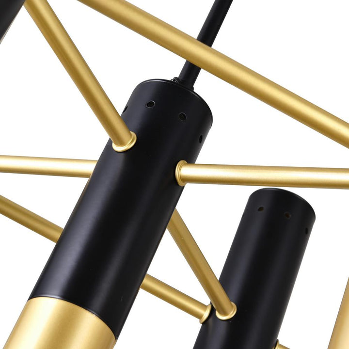 Anem 10 Light Down Chandelier With Matte Black & Satin Gold Finish