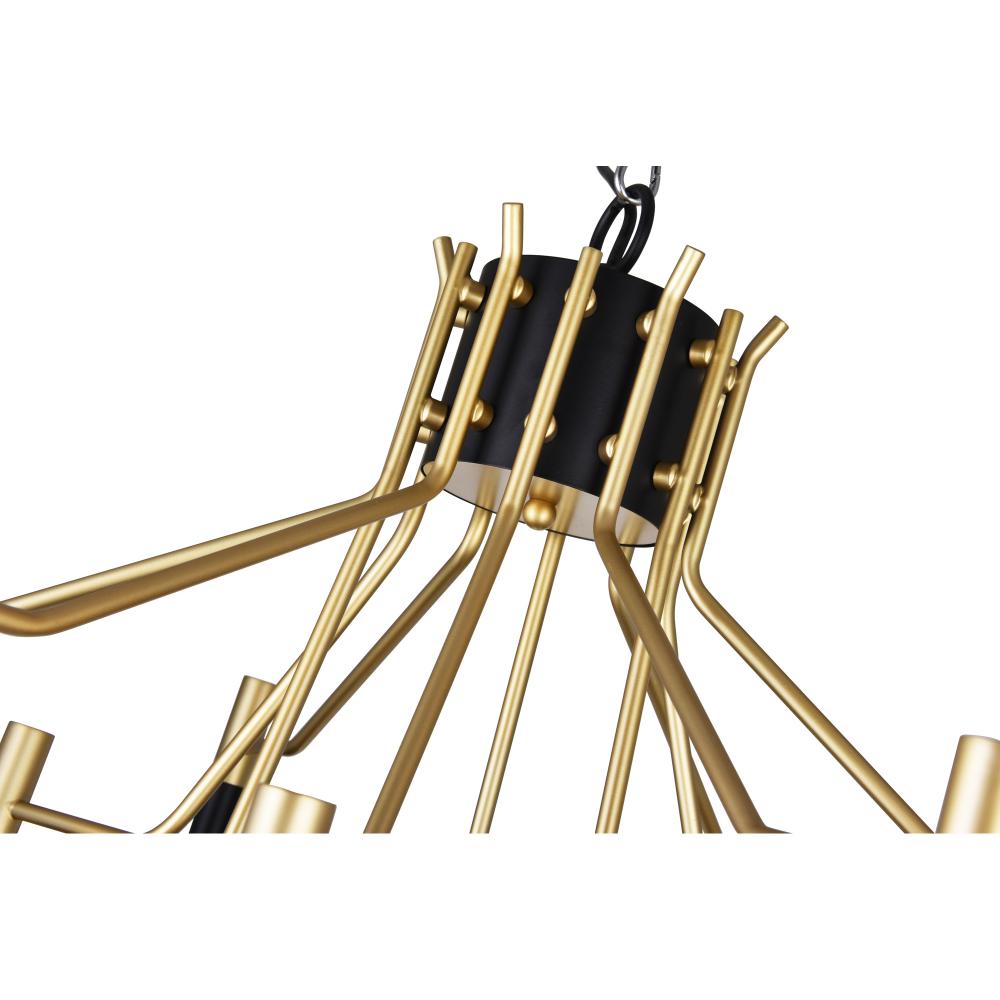 Corna 12 Light Down Chandelier With Matte Black & Satin Gold Finish