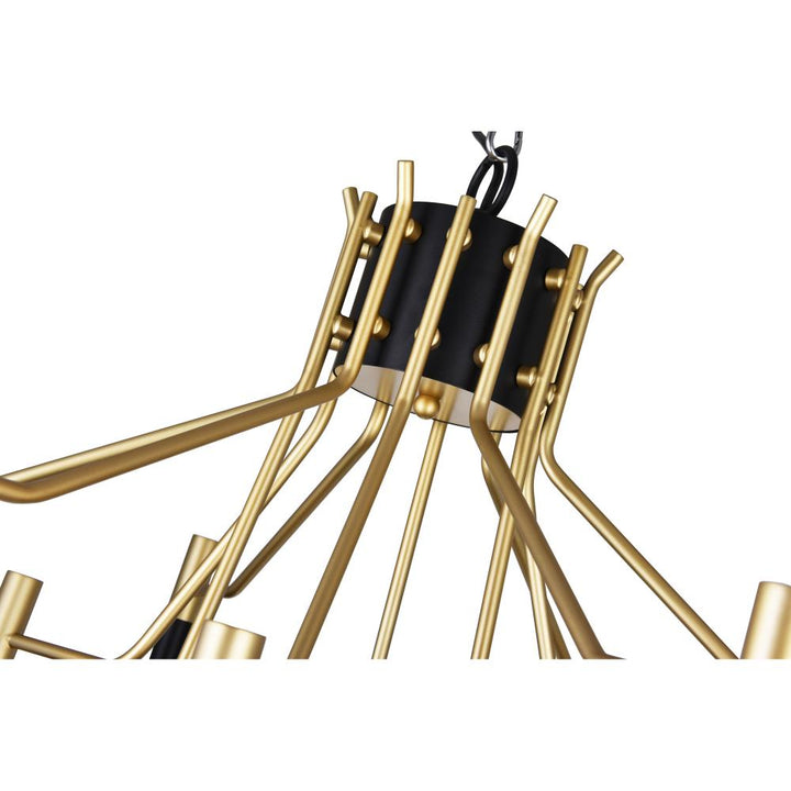 Corna 12 Light Down Chandelier With Matte Black & Satin Gold Finish