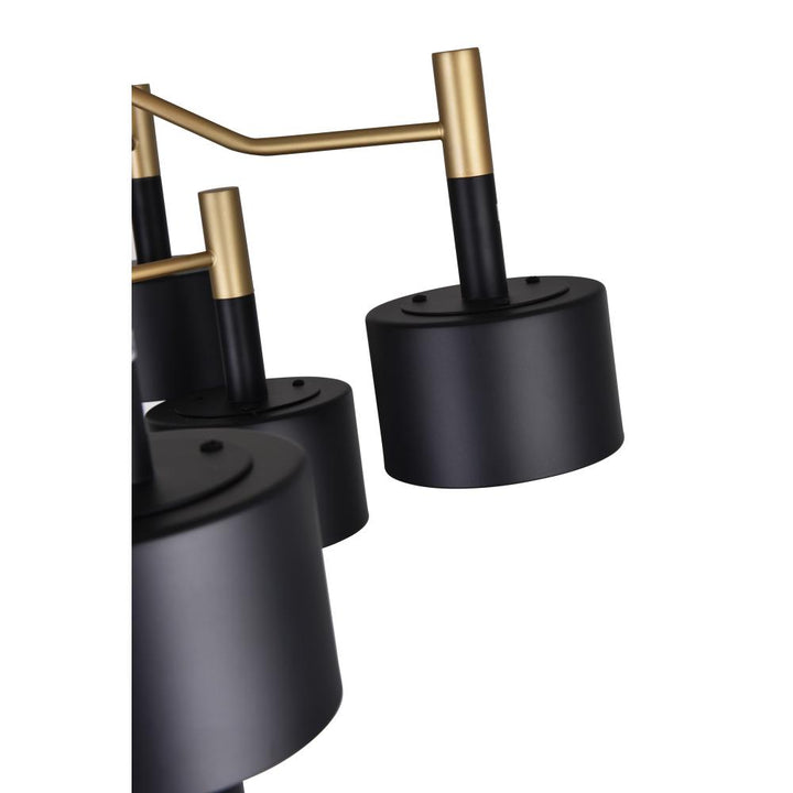 Corna 12 Light Down Chandelier With Matte Black & Satin Gold Finish