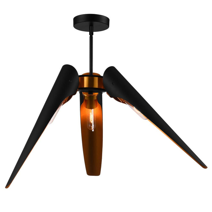 Amar 3 Light Chandelier With Matte Black Finish