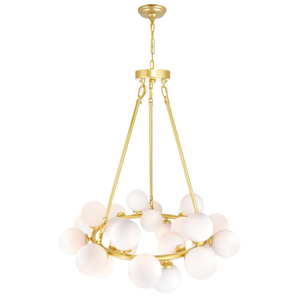 Arya 25 Light Chandelier With Satin Gold Finish