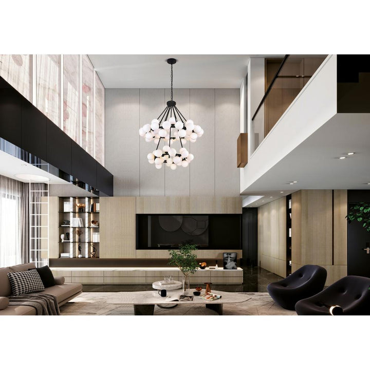 Arya 70 Light Chandelier With Black Finish