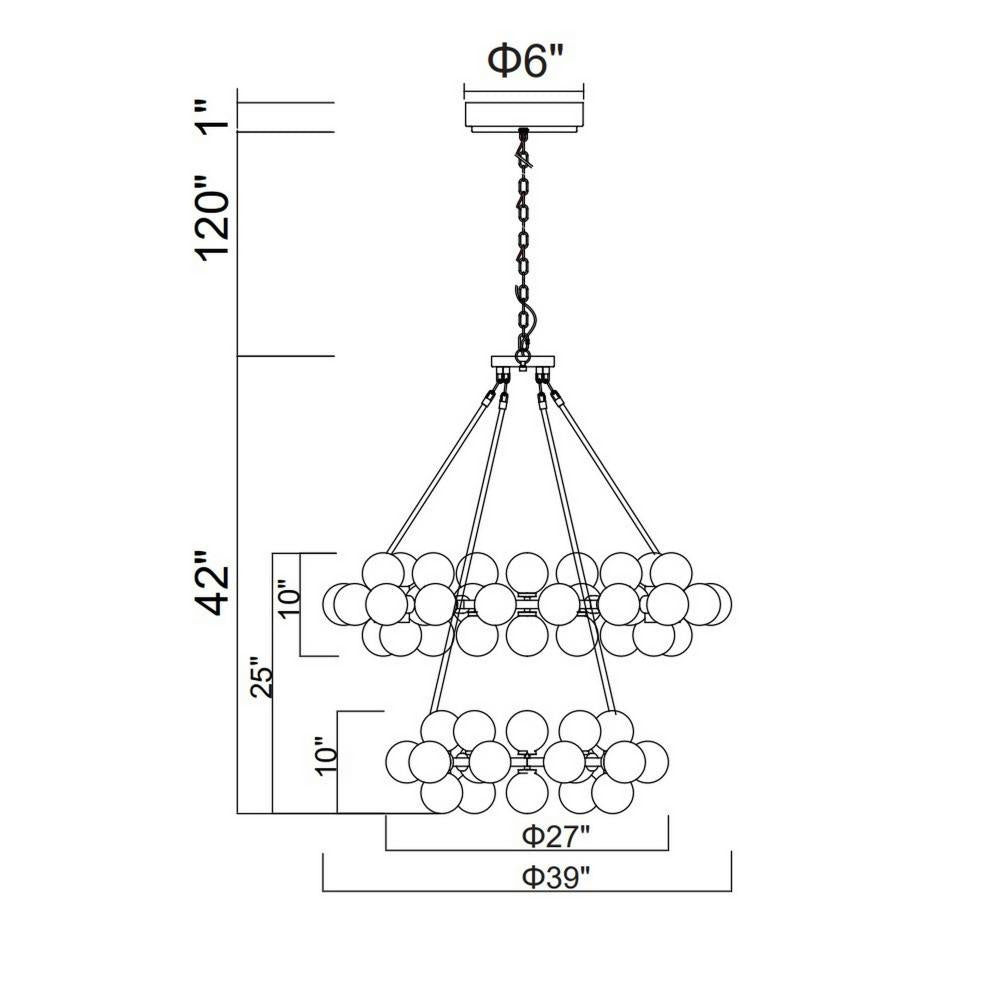 Arya 70 Light Chandelier With Black Finish