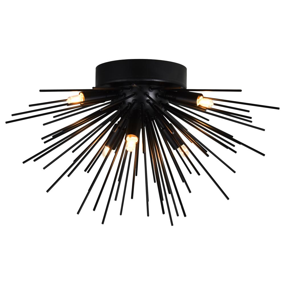 Savannah 6 Light Flush Mount With Black Finish