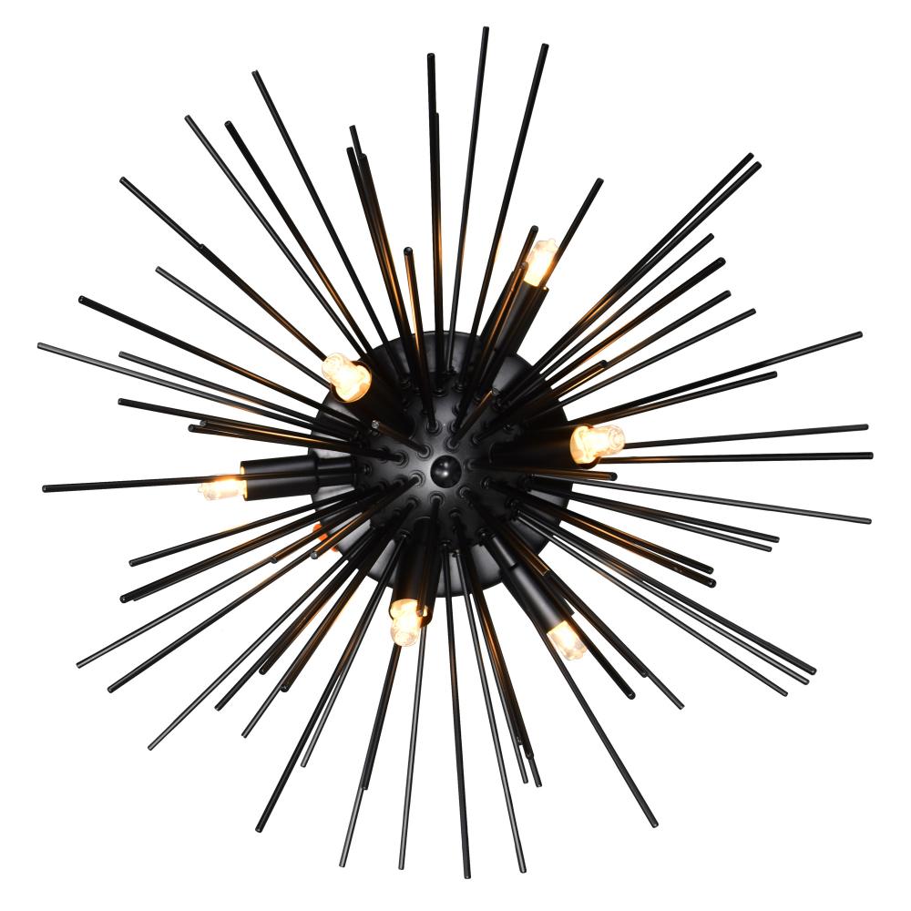 Savannah 6 Light Flush Mount With Black Finish
