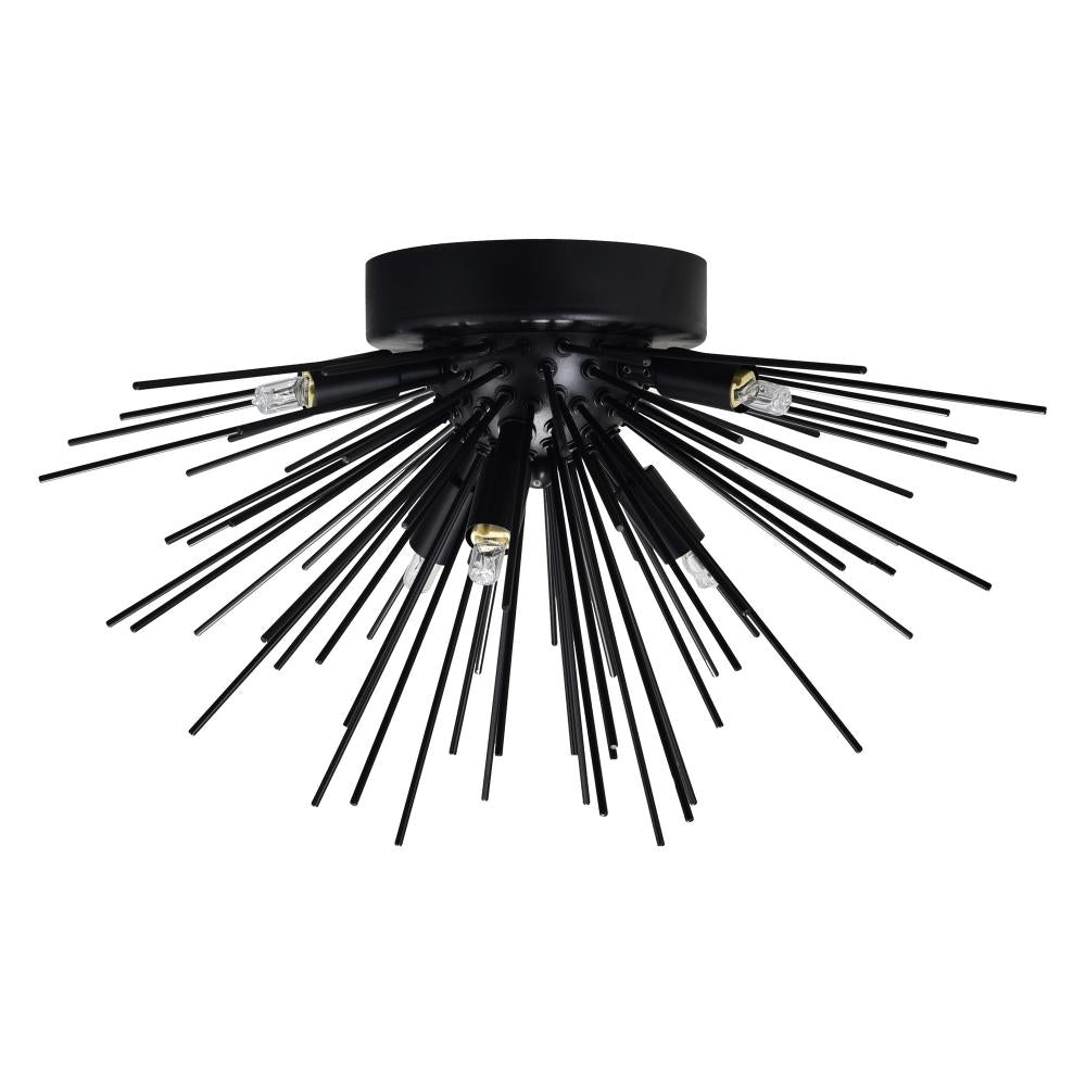 Savannah 6 Light Flush Mount With Black Finish