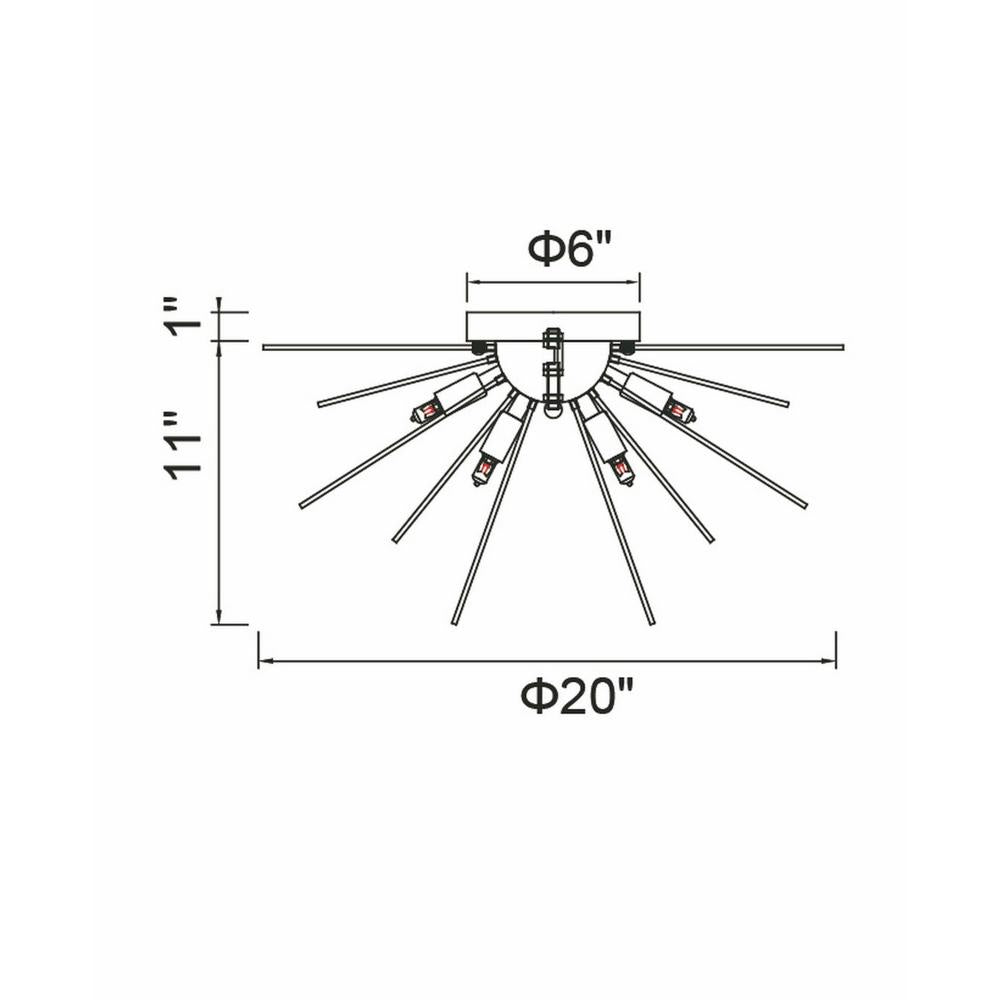 Savannah 6 Light Flush Mount With Black Finish
