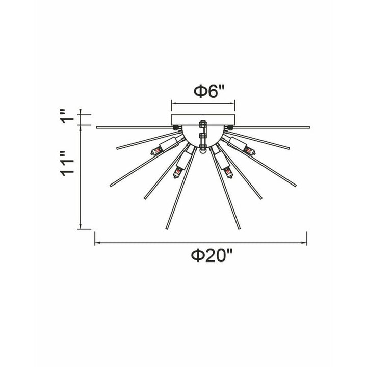 Savannah 6 Light Flush Mount With Black Finish