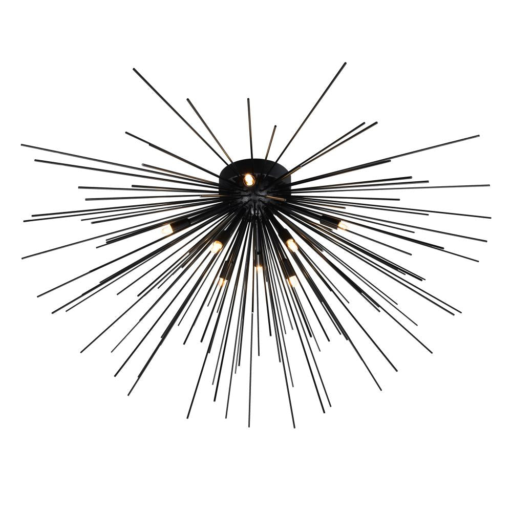 Savannah 8 Light Flush Mount With Black Finish