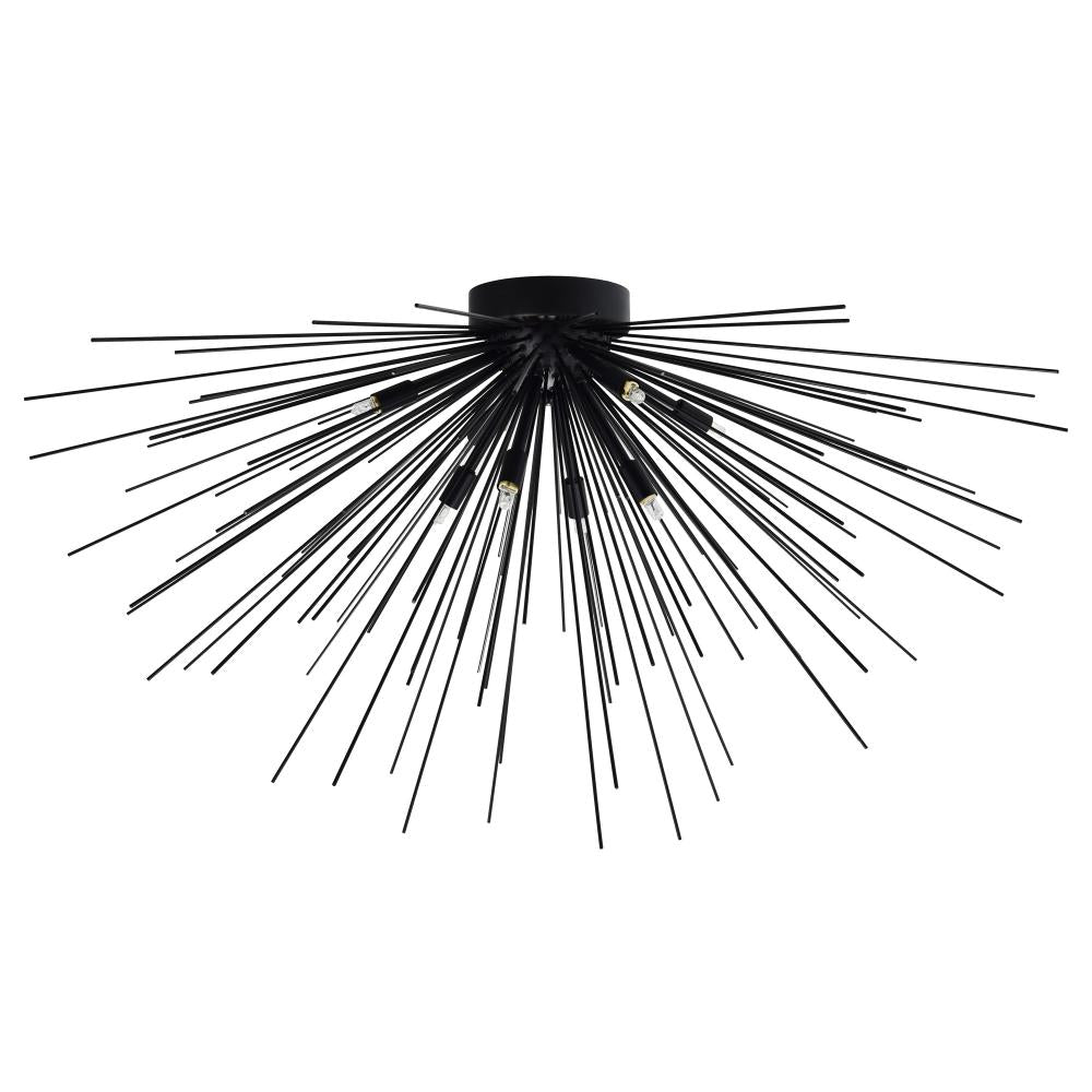 Savannah 8 Light Flush Mount With Black Finish