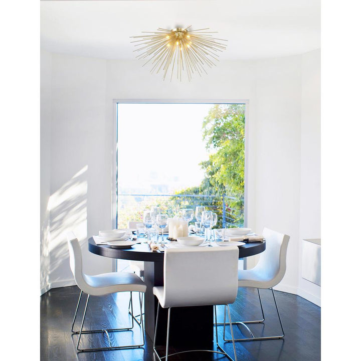 Savannah 8 Light Flush Mount With Gold Leaf Finish