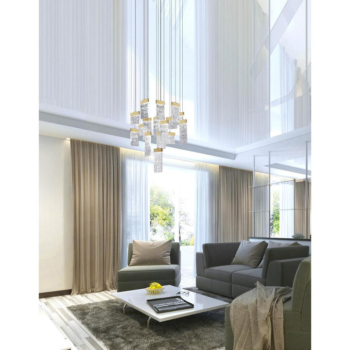 Carolina LED Chandelier With Gold Leaf Finish