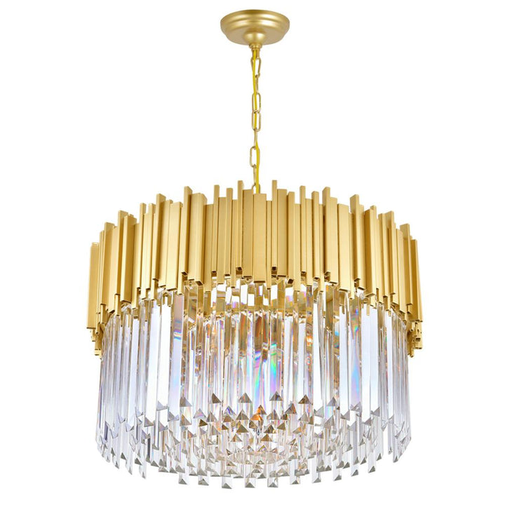 Deco 7 Light Down Chandelier With Medallion Gold Finish