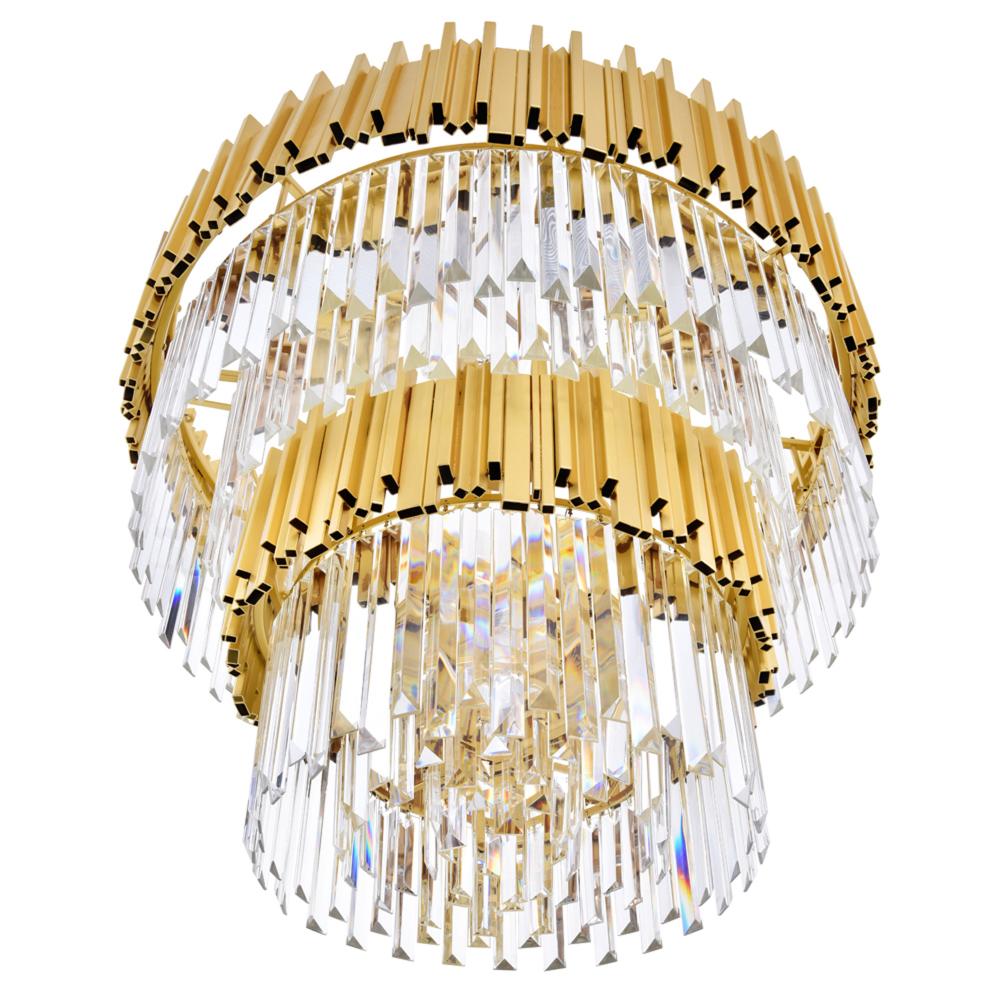 Deco 12 Light Down Chandelier With Medallion Gold Finish