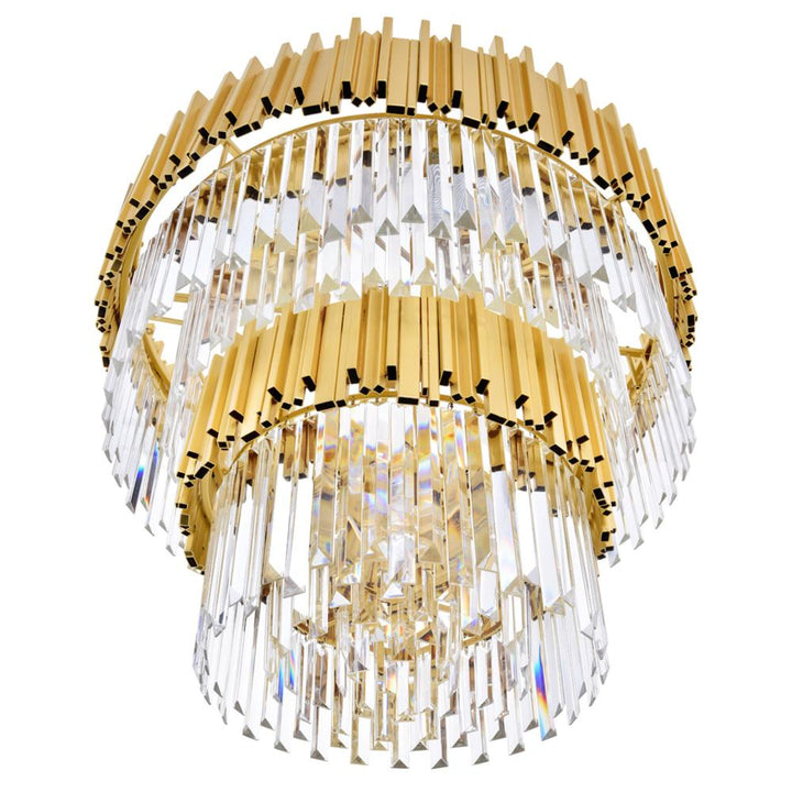 Deco 12 Light Down Chandelier With Medallion Gold Finish