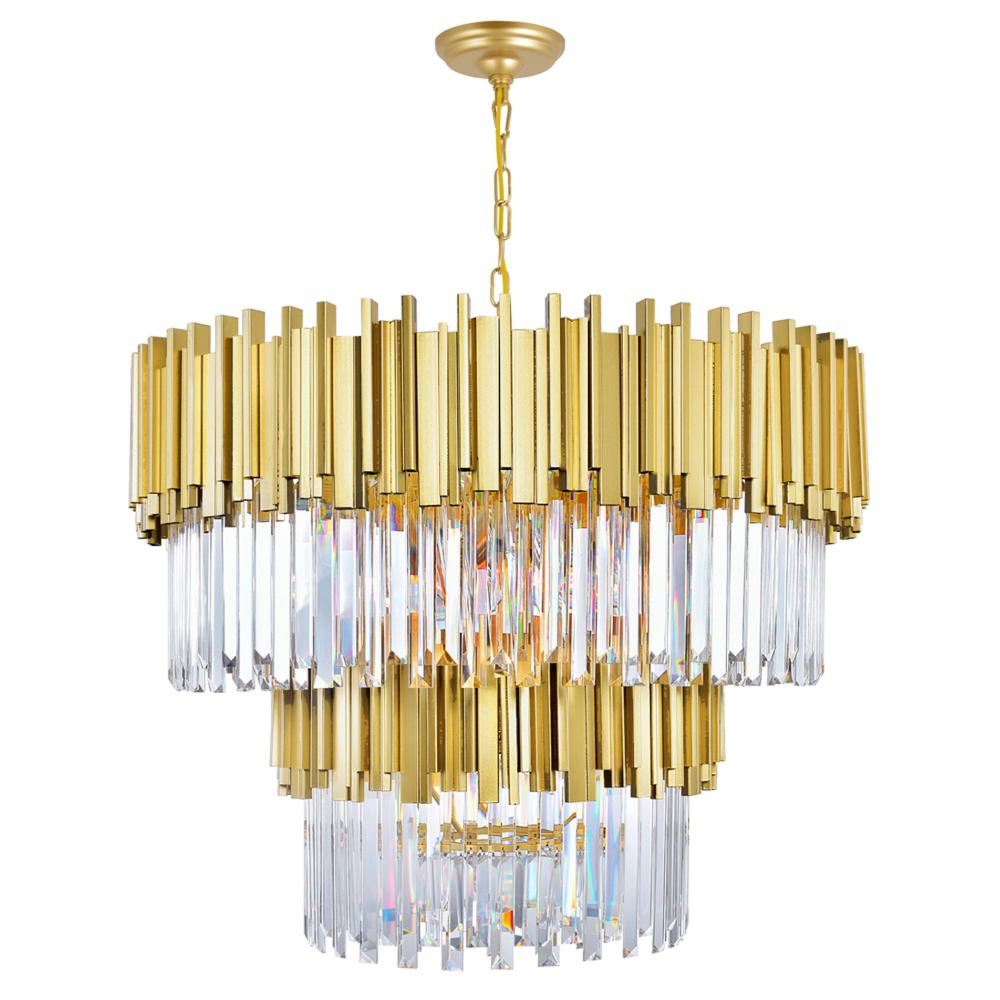 Deco 12 Light Down Chandelier With Medallion Gold Finish