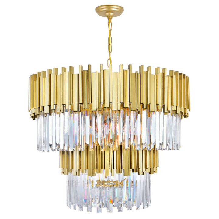 Deco 12 Light Down Chandelier With Medallion Gold Finish